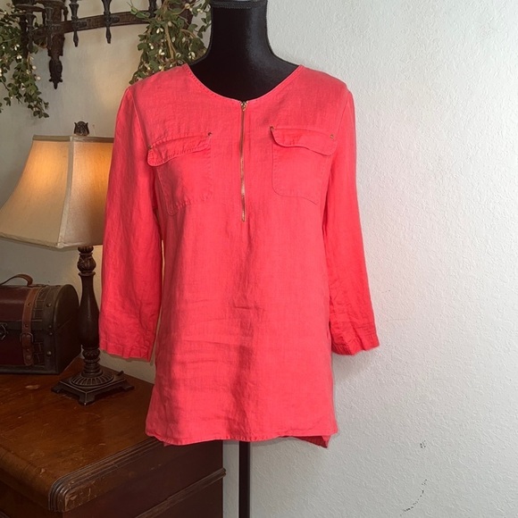 Ellen Tracy Tops - Ellen Tracy | Company Linen Tunic Calypso Coral | Size Small